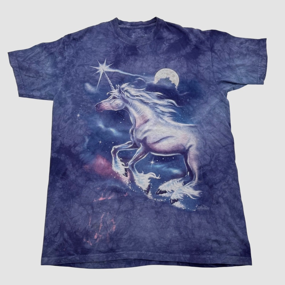 The Mountain Unicorn Tie Dye T-Shirt Purple Celestial Fantasy Graphic Tee Lare